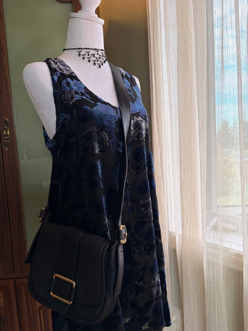BB Dakota Blue Velvet Burnout Floral Mini Dress Y2K 90s Romantic Grunge